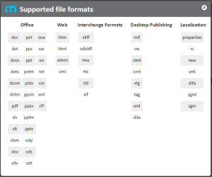 MateCat supported file formats
